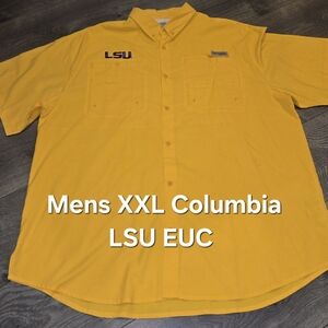 Columbia Men’s Short-Sleeve LSU Button-Down Shirt - Yellow